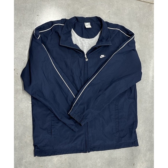 Nike Other - Nike Track Jacket Men's XXL Navy Blue White Piping Full Zip Vintage Y2K